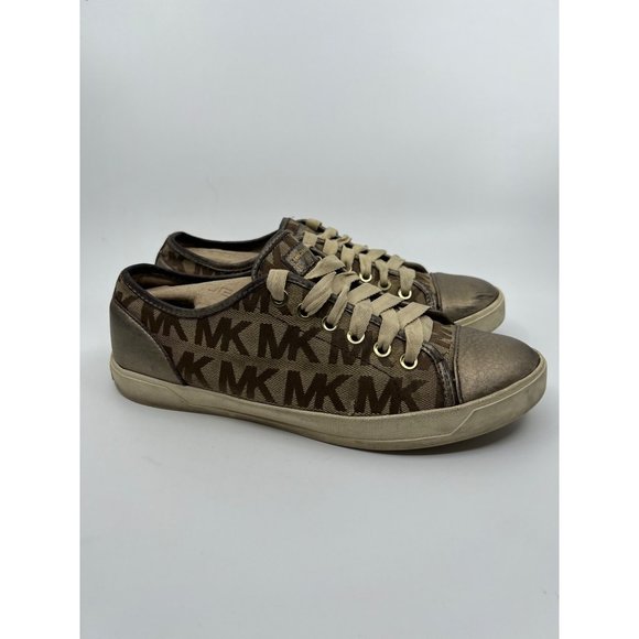 Michael Kors Signature Gold Slip On Sneakers Size 10 - Picture 1 of 5